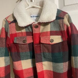 Old Navy Kids Checkered Jacket - Red, Cream, and Green
